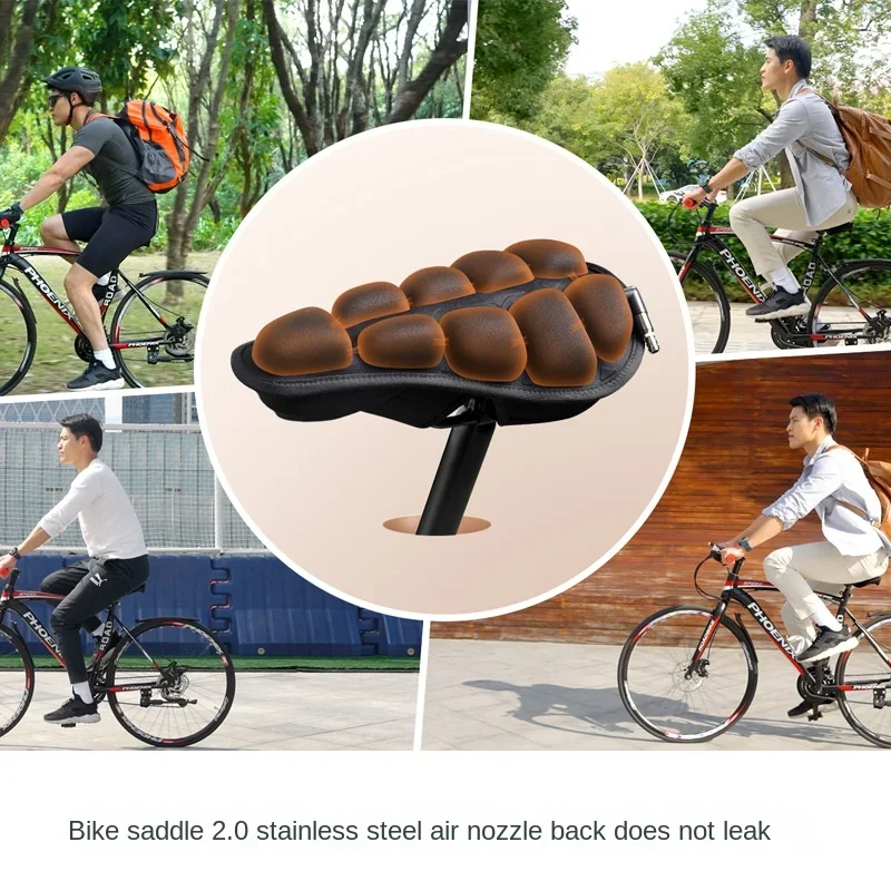 Bicycle Saddle 3D Soft Bike Seat Cover MTB Mountain Bike Thickene Inflatable Air Pad Cycling Breathable Cushion 3 Colors