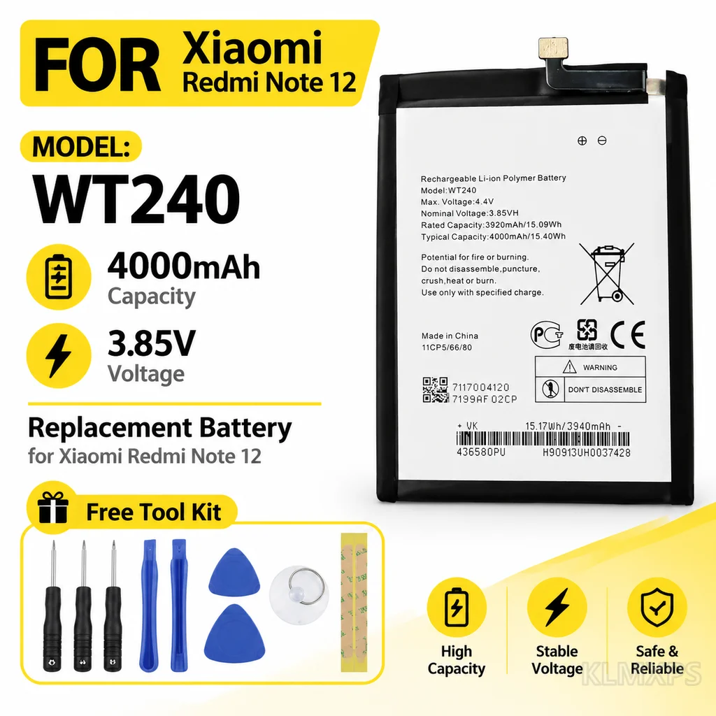 Large Capacity Lithium Replacement Battery for Nokia 2.3, NK3.2, NK2.4, WT240 and WT241 Mobile Phones