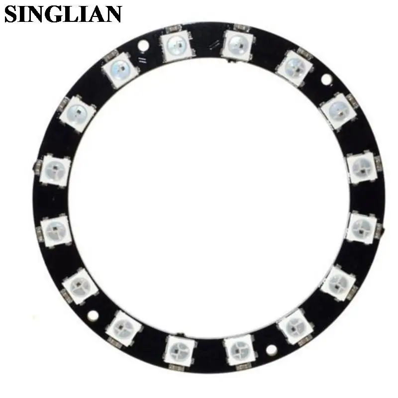 16-Bit WS2812 5050 RGB LED Light Built-in Full Colored Drive Intelligent Development Board Round Ring Module 16 LED Lamp Bead