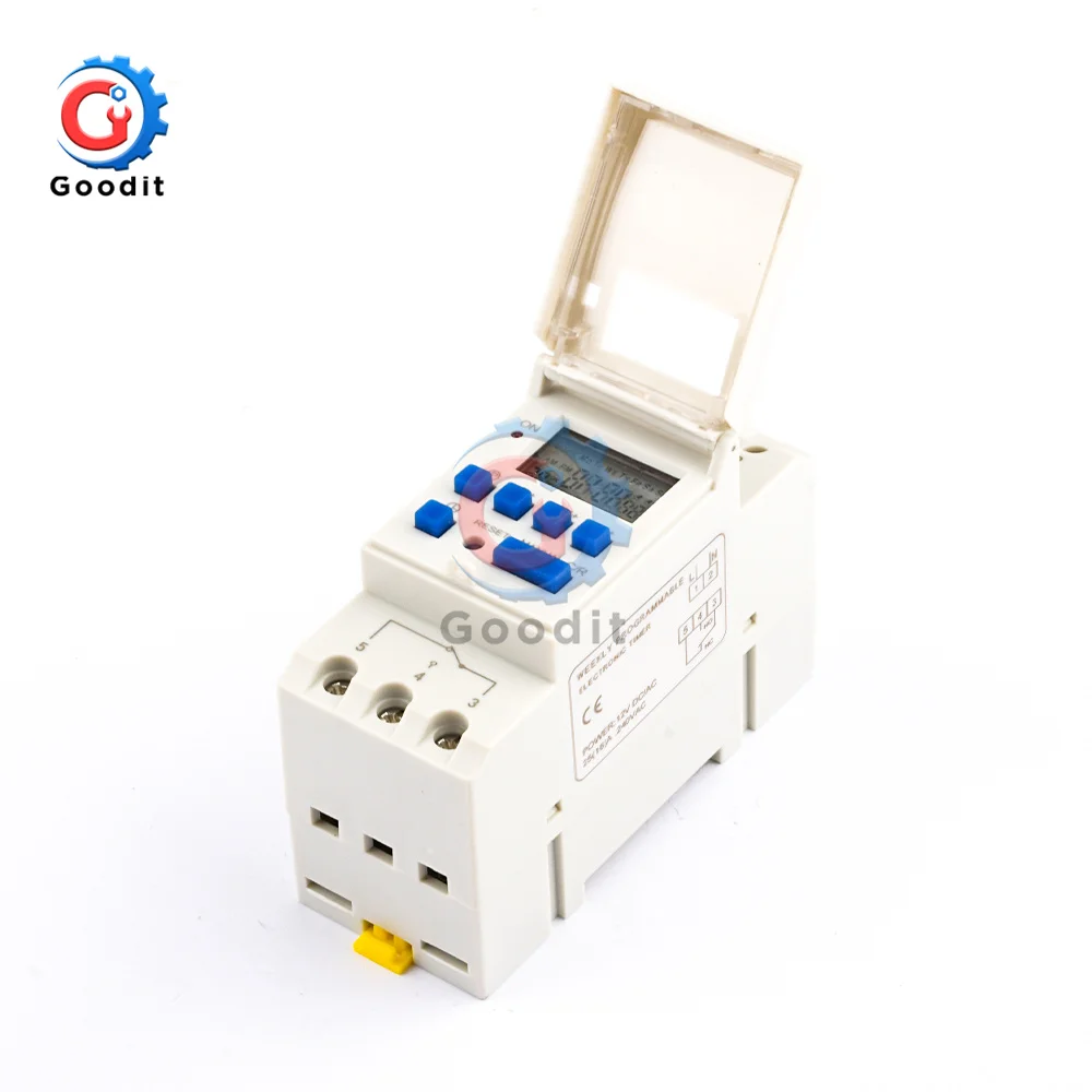 Electronic Weekly 7 Days Programmable Digital TIME Relay Timer Switch Control AC 220V 230V 12V 24V 48V 16A Din Rail Mount THC15A