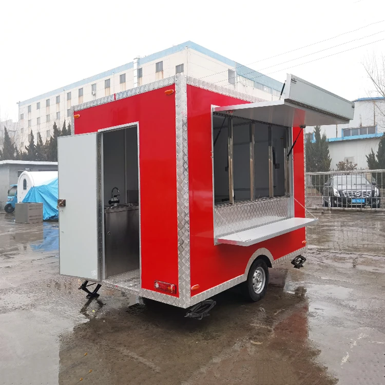 รถพ่วงขายอาหารน้ำผลไม้พร้อมตู้แช่แข็งในห้องครัวเคลื่อนที่ได้