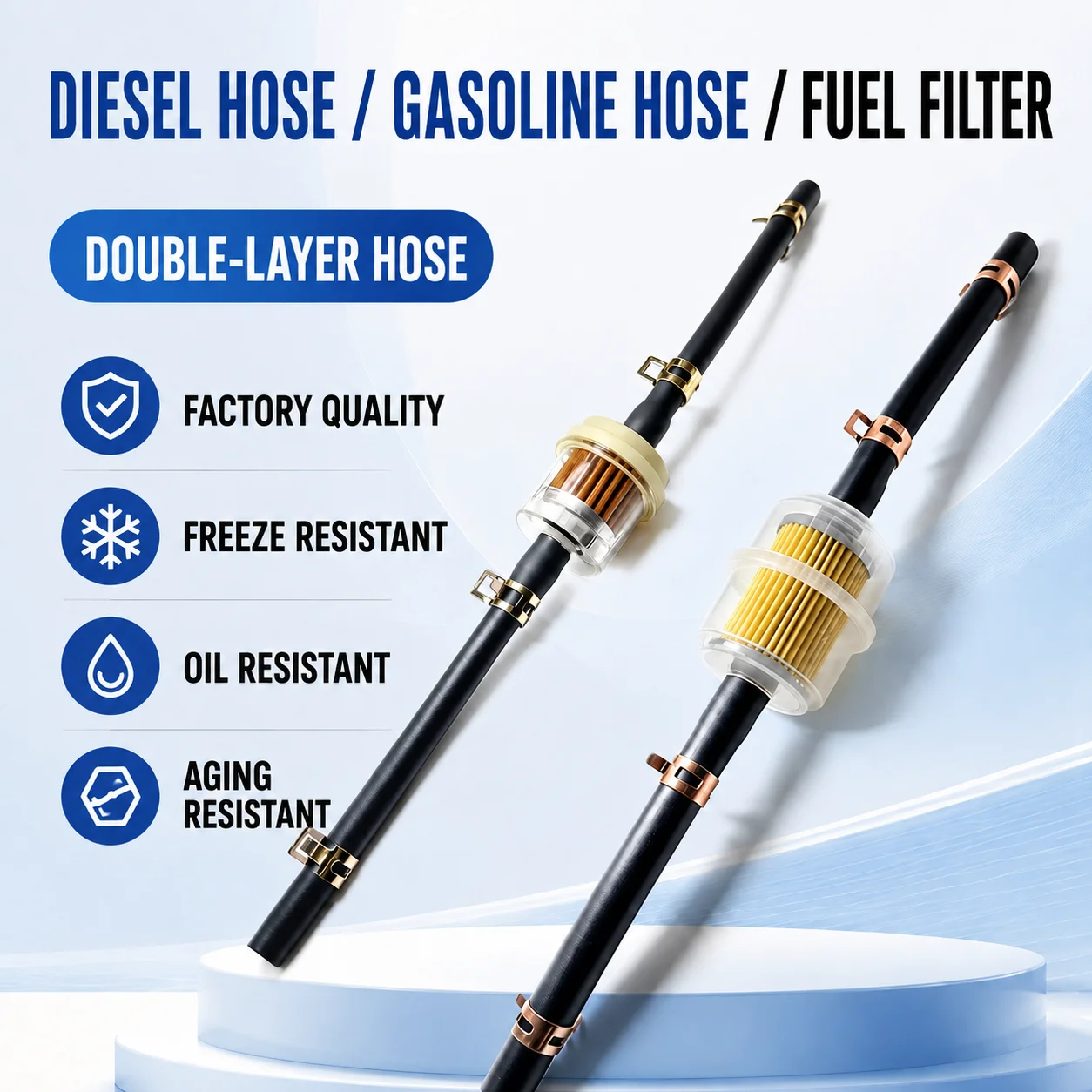 Oil Resistant Rubber Fuel Hose and Filter for Diesel Engines and Generators