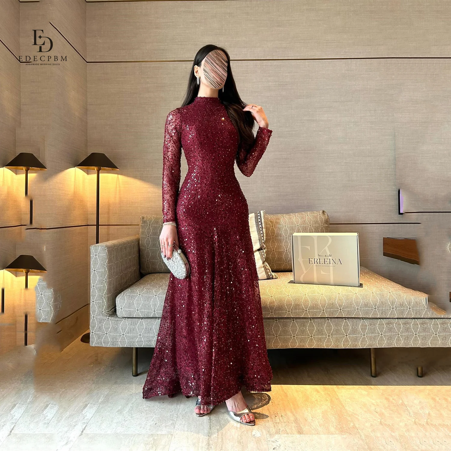 

EDECPBM Sequins Elegant Women's Dresses for Wedding Party Customized Burgundy Prom Dress فساتين سهرة Vestidos De Festa A-line