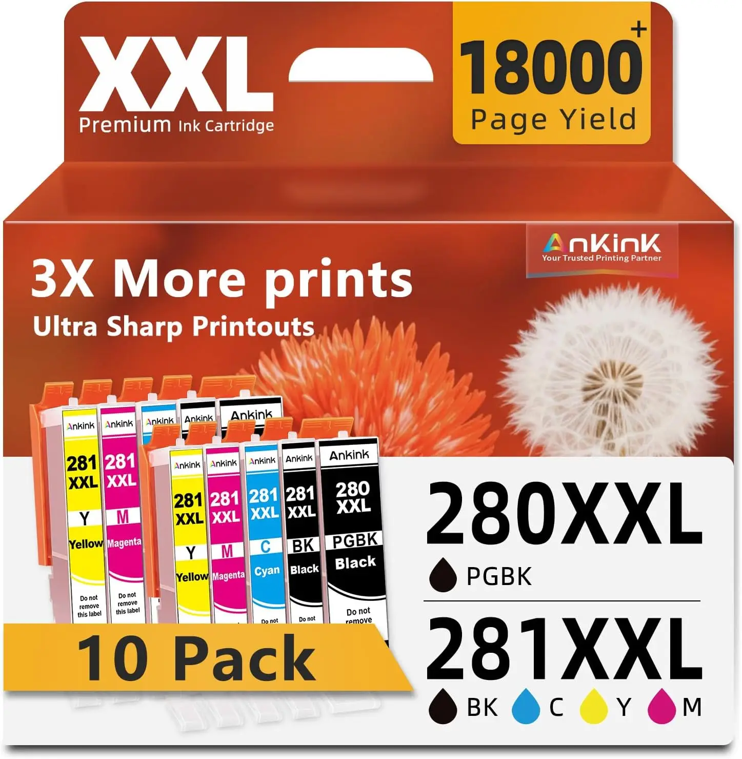 

Набор из 10 сменных чернильных картриджей для принтеров Canon, совместимых с моделями серий TR и TS