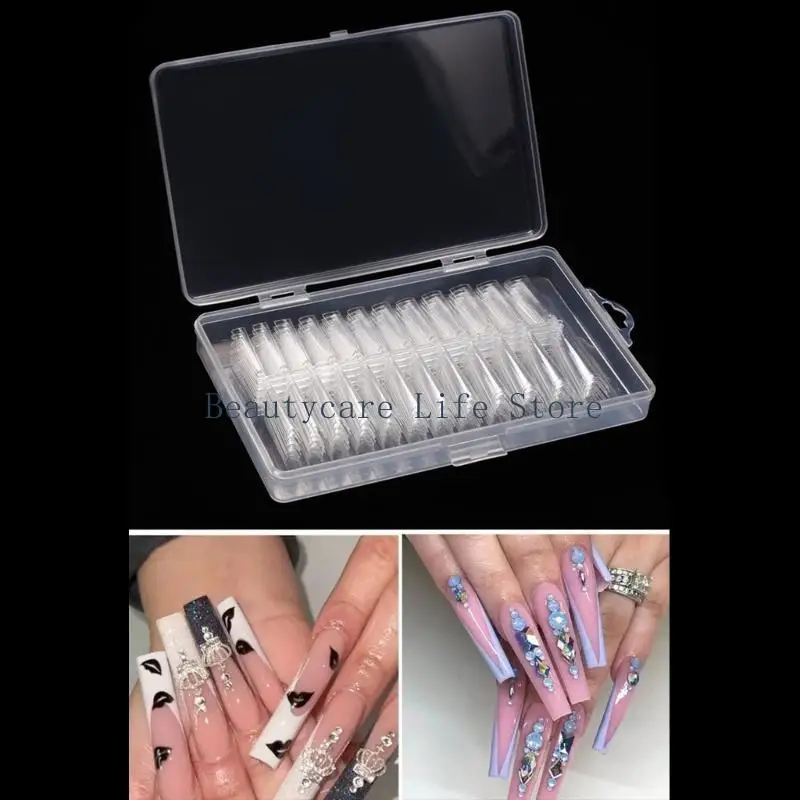 652c 240ピース長いネイルヒントクリア偽ネイルヒントbalerina artifical fingernails full cover tip