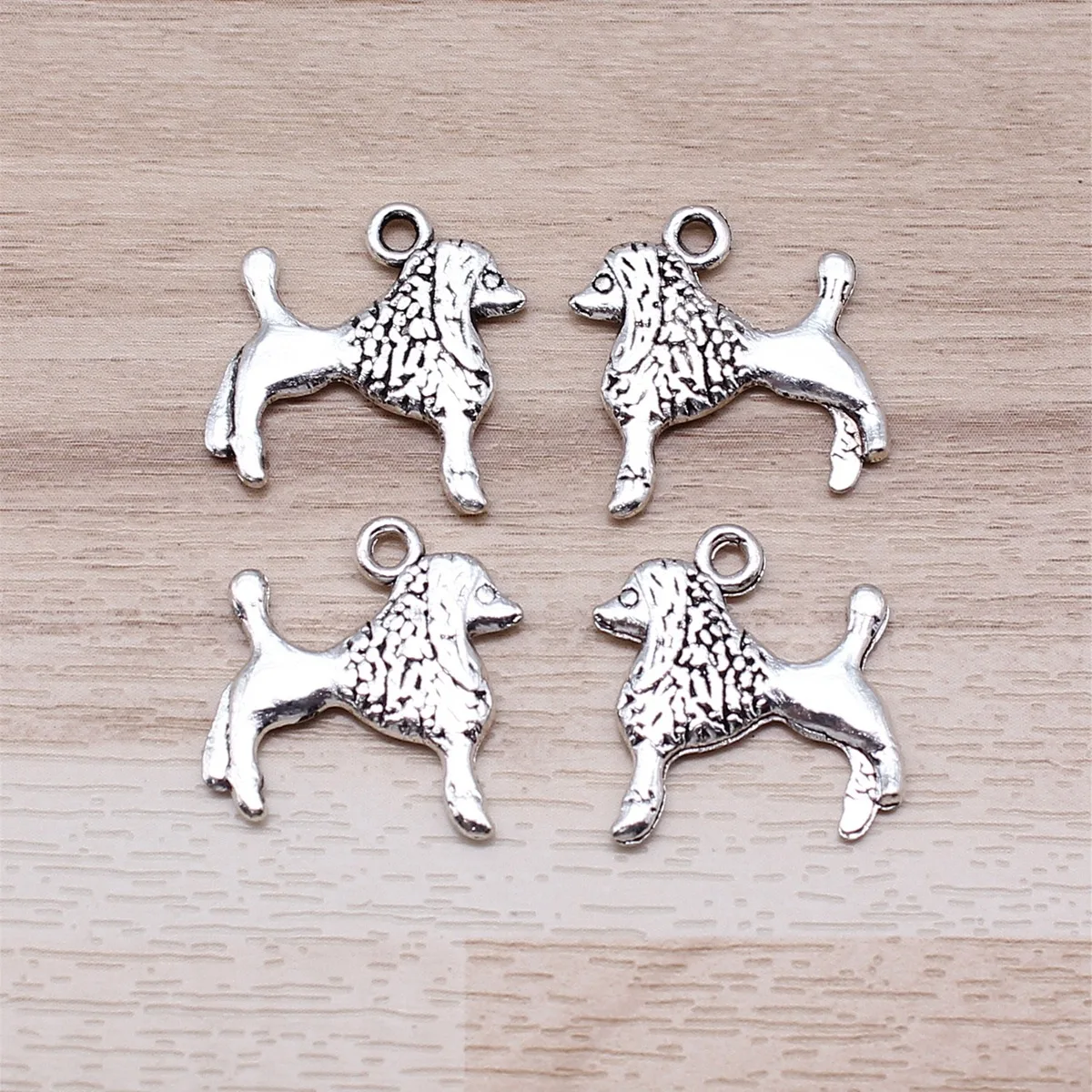 IFOCUS 10pcs/Lot Poodle Puppy Charms For DIY Jewelry Making Zinc Alloy 17x18mm/0.67x0.71inch