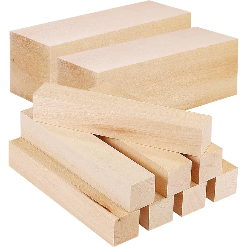 10pcs Basswood Carving Block Unfinished Hardwood Carved Strips Whittling Cutting Blocks for Beginners