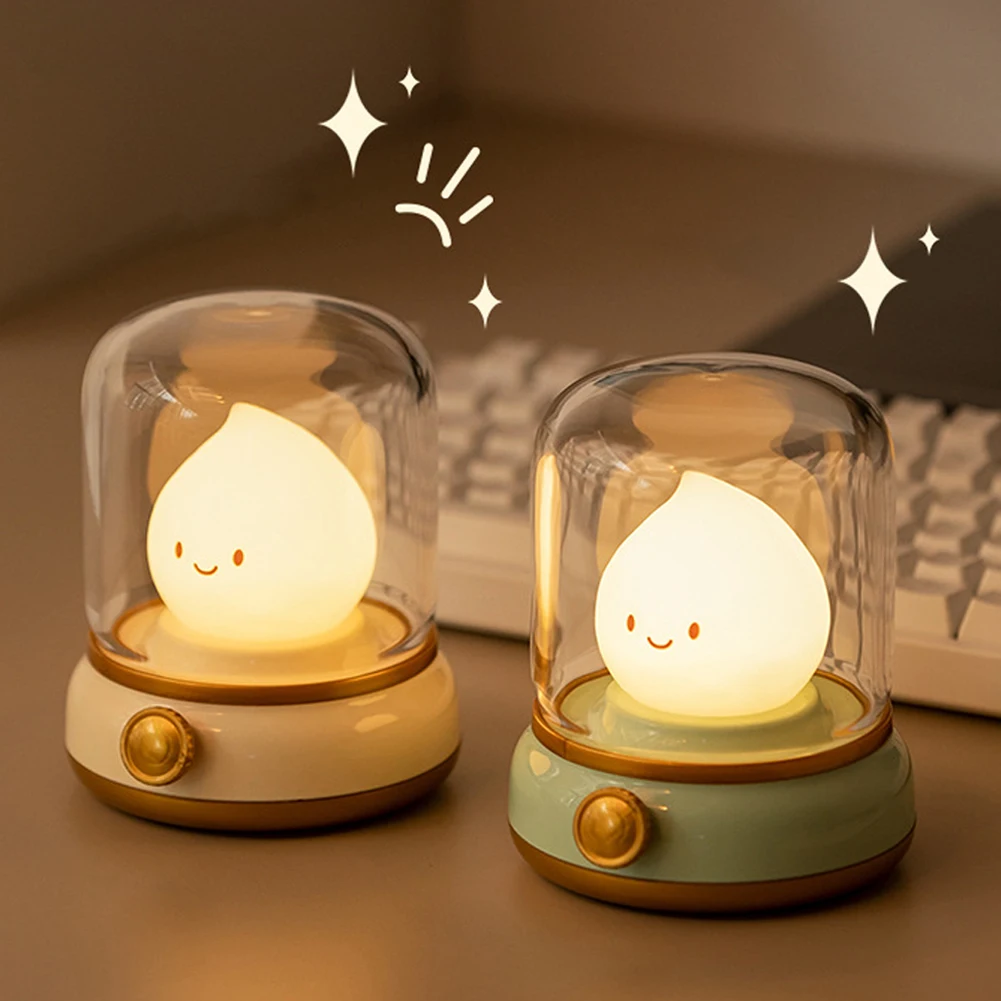 LED Night Light USB Charging Dimming Oil Lamp Bedroom Children Timing Sleeping Lamps Fun Switch Mood Light