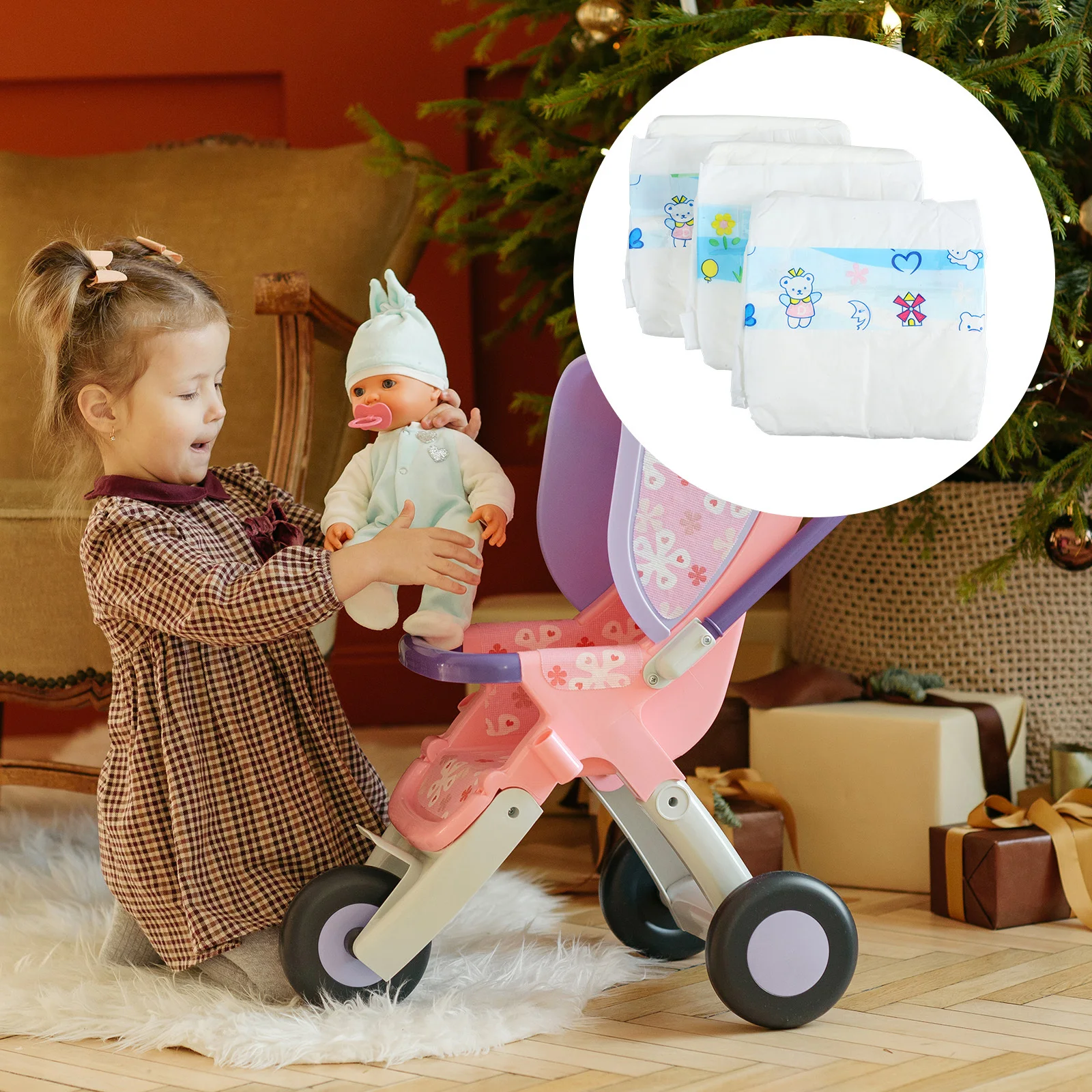 3 pçs fraldas fingir jogar fraldas do bebê para meninas fraldas decorativas simulação fraldas jogar casa adereços acessórios