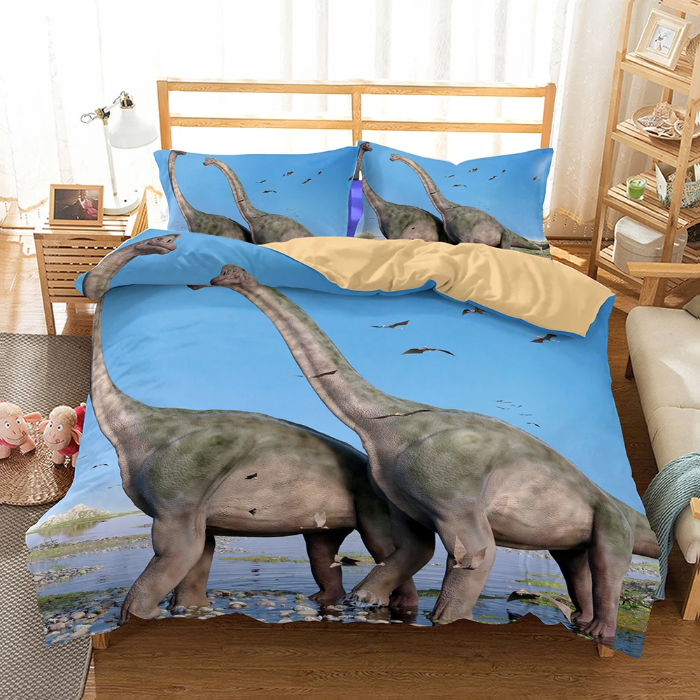 

Bedclothes Wholesale Bedding-set-3d HD Animal Dinosaur Eyes Duvet Cover Set Dark Green Bedding Cover Dinosaur Bedset High-grade