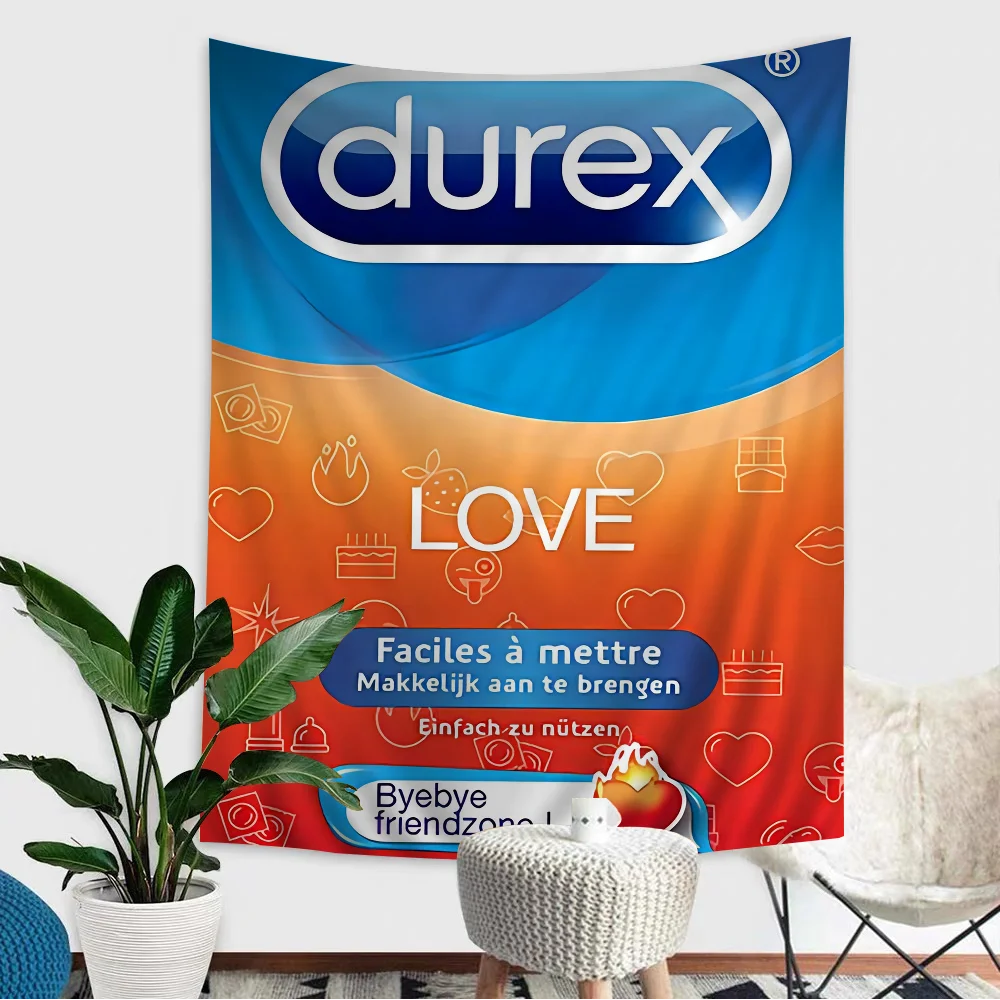 Sexy condom brand D-Durexes Tapestry Anime Tapestry Hanging Tarot Hippie Wall Rugs Dorm Wall Hanging Sheets