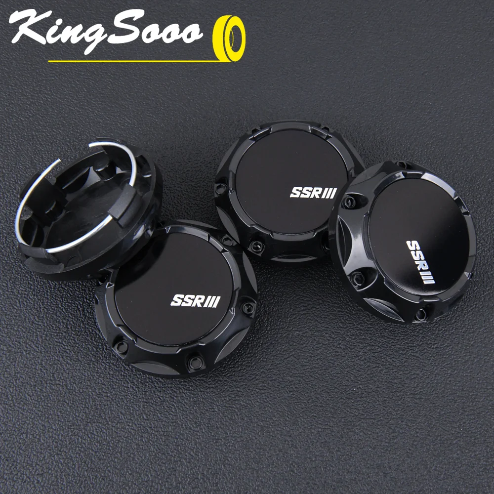 4PCS JDM Sport Rim Cap Clip 56mm SSR XXR Emblem Sticker Wheel Center Caps Hub Cap Black & Silver