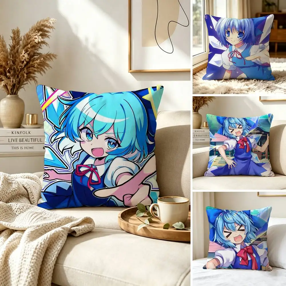 TOUHOU Project Cirno Cute Anime Girl Pillow Case for Sofa Living Room Home office Decor Protective Cover