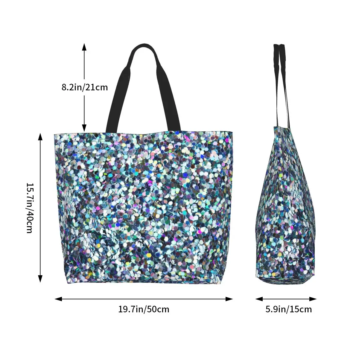 Paillettes Glitter Sparkle Diamond Canvas borse per la spesa portatili di grande capacità Grocery Bling Crystal strass Shopper Tote Bags