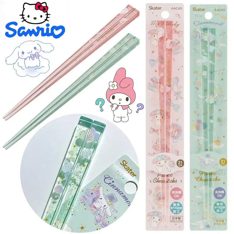 Sanrio Cinnamoroll Chopsticks Transparent Acrylic Cute Animation Reusable My Melody Chopsticks 21cm High-grade Chinese Tableware