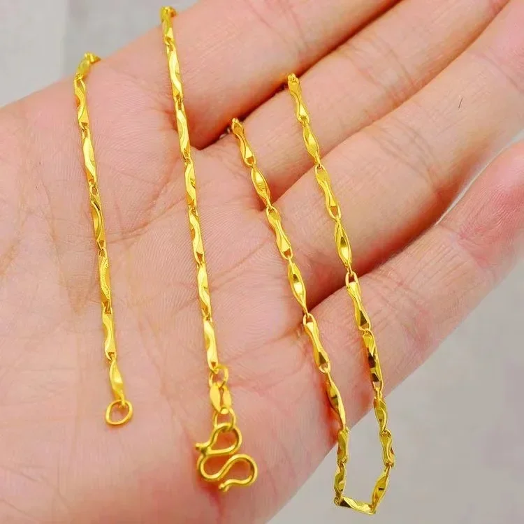 Goldpure Women Light Luxury 9999 24K Real Gold Moissanite Clavicle Chain Only Love Necklace Pendant Smart Love Necklace