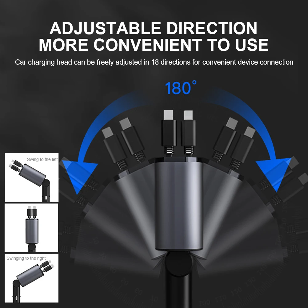 Adapter do zapalniczki samochodowej Podwójna ładowarka USB do zapalniczki 120 W Szybkie ładowanie Gniazdo zasilania 4 w 1 Cyfrowy wyświetlacz PD Typ C QC