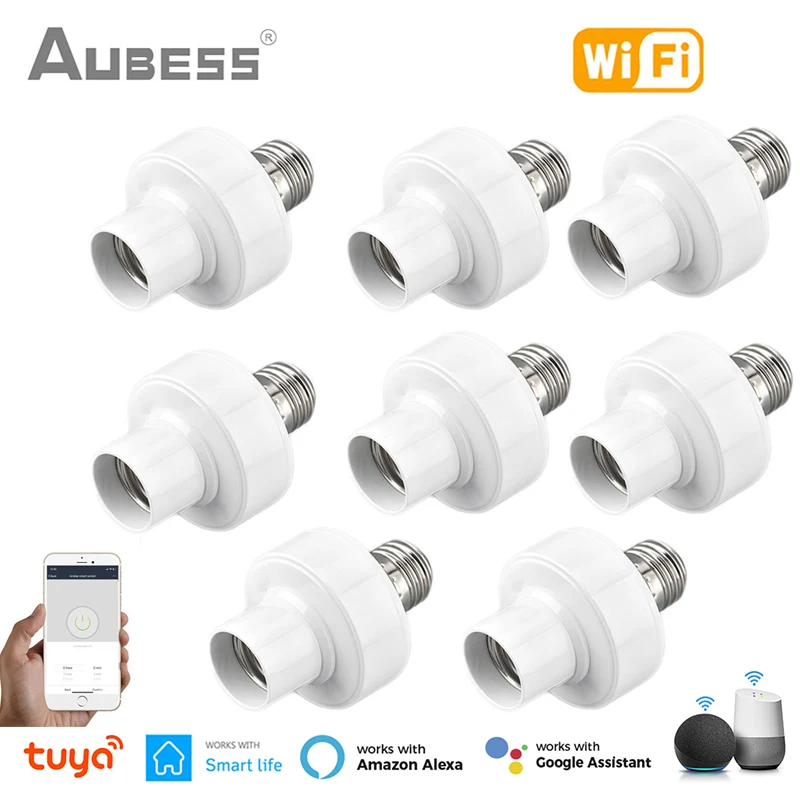 E27 E26 65-265V WiFi Smart Light Bulb Adapter portalampada Base AC Smart Life/Tuya Wireless Voice Control con Alexa Google Home