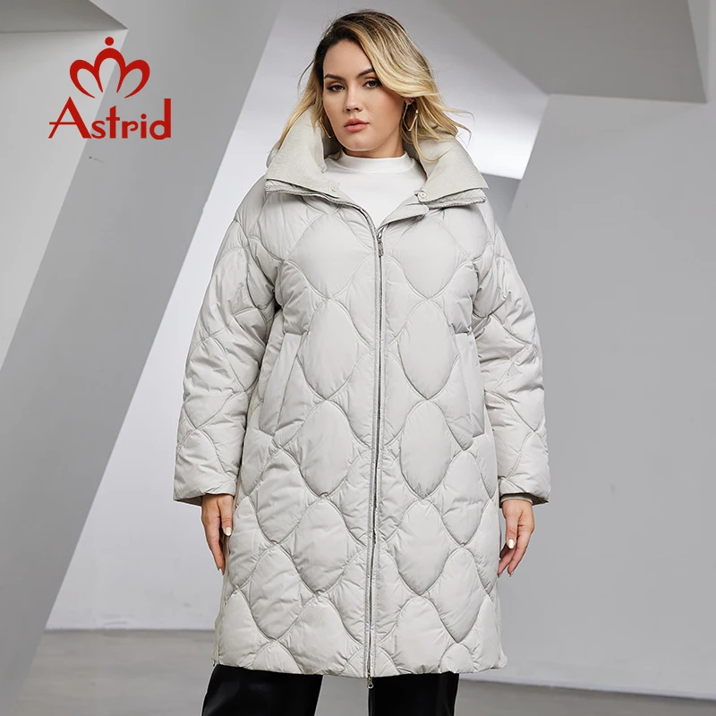 Astrid-Doudoune longue à capuche pour femme, manteau matelassé coupe-vent, parka chaude, grande taille, optique, hiver, 2023