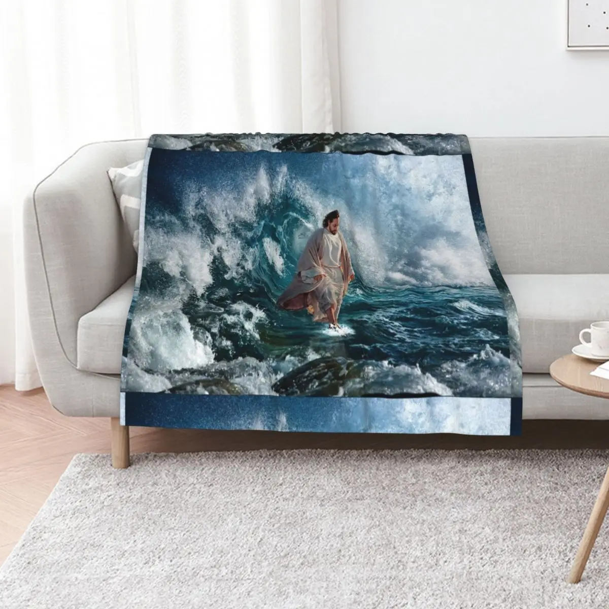 

Jesus Walking on The Sea Throw Blanket Sleeping Bag for winter Polar Fashion Sofas Blankets