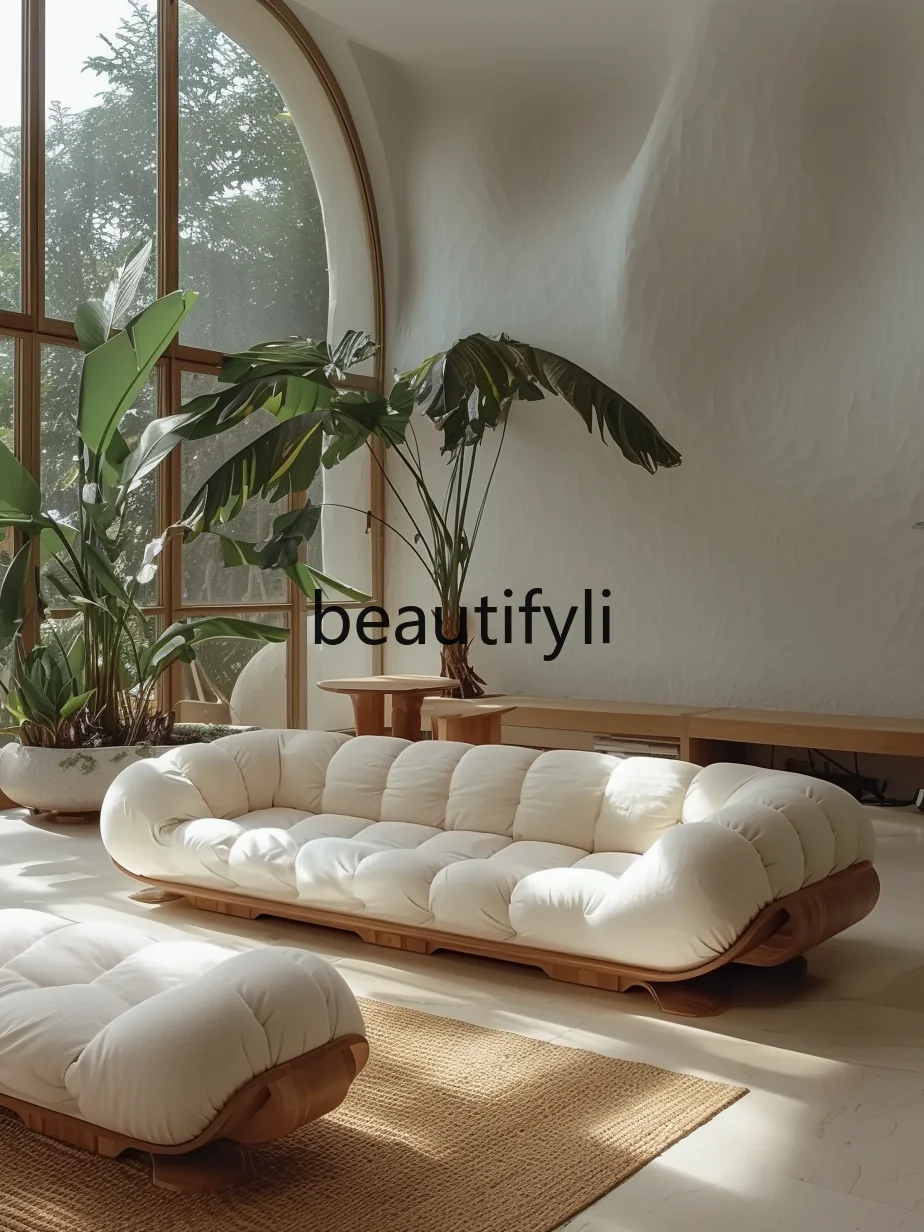 

Cloud log sofa light luxury cream wind large flat layer luxury living room sofa