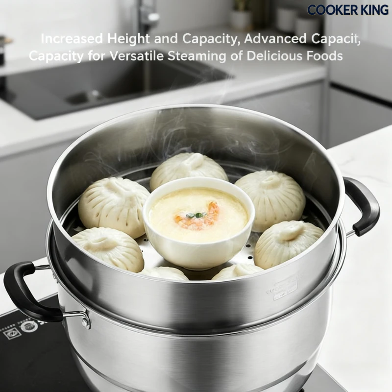 جهاز بخار من الفولاذ المقاوم للصدأ 304 من كوكر كينج، جهاز بخار منزلي بشبكة تبخير سميكة، وعاء حساء داخلي، وعاء حليب #3