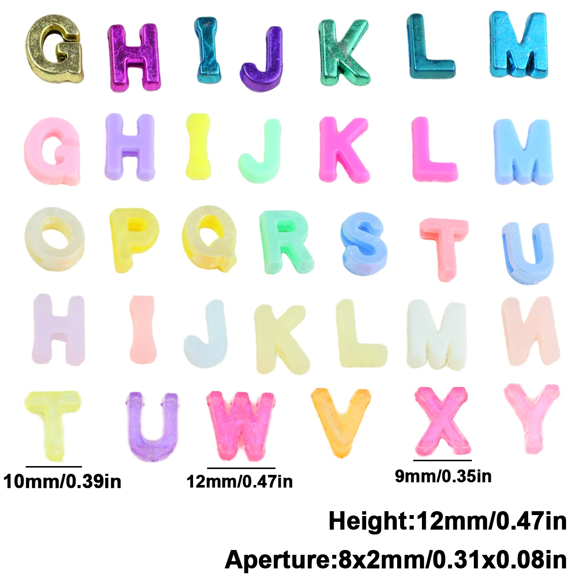 12mm 120pcs Acrylic Perforation Three dimens Letters Spacer Loose Beads For Jewelry Bracelets Necklace Making DIY Accessories