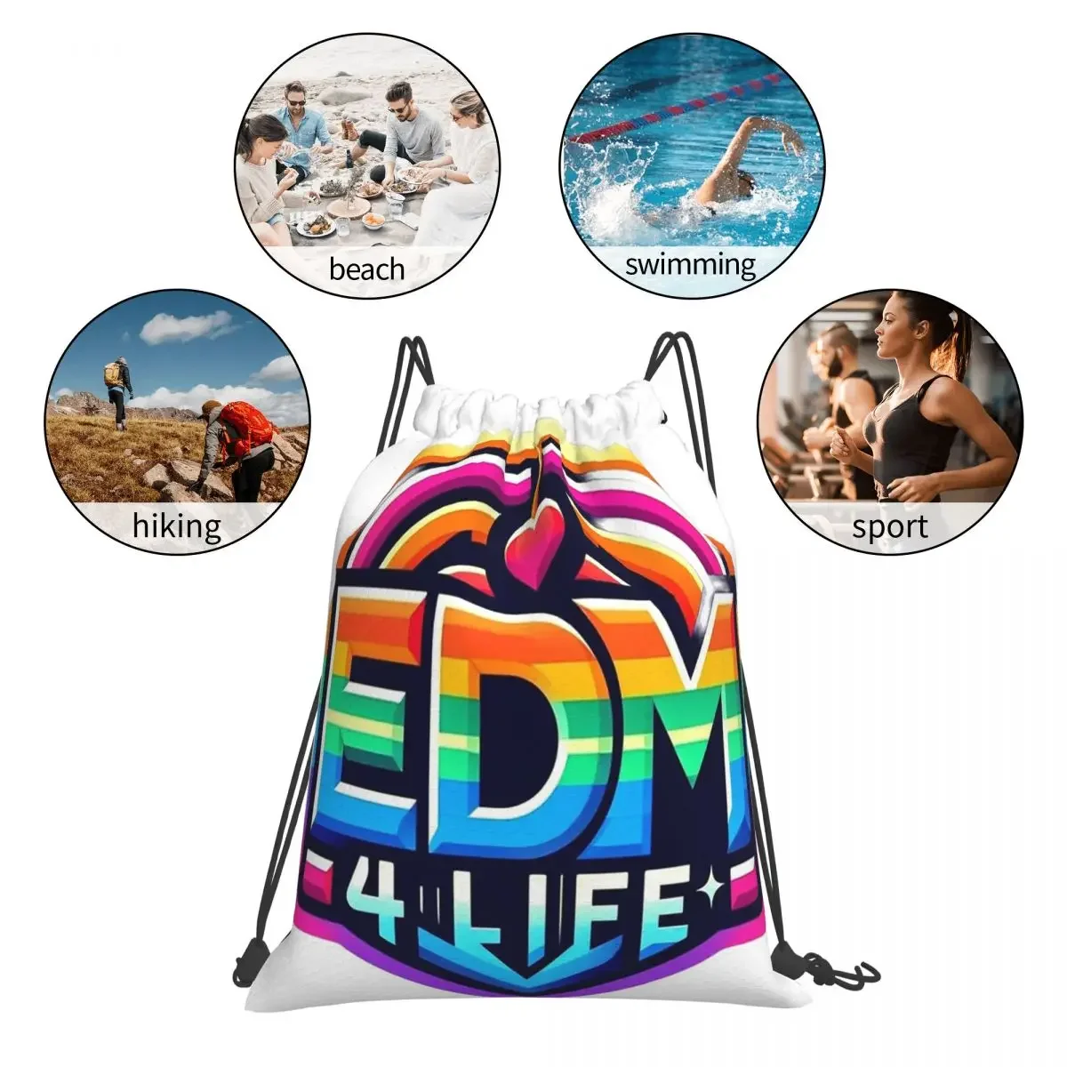 EDM 4 LIFE - EDC 휴대용 배낭, 드로스트링 번들 포켓 잡화 가방, 남녀공용 책가방