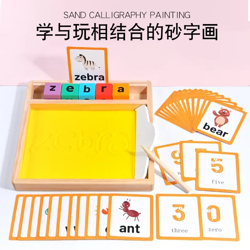 

Wooden teaching aids 0-3 children's letter sand table scraping sandbox