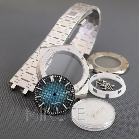 41mm Octagonal NH35 Watch Case Strap Sapphire Glass Stainless Steel Waterproof for Royal Oak 31.8mm Dial NH35/NH36/4R36 Movement