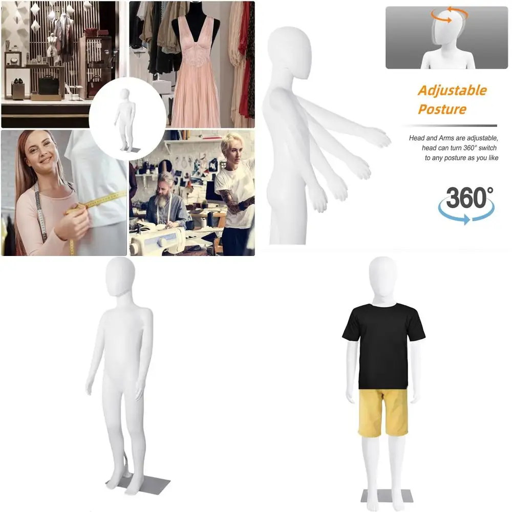 

Adjustable Full-Body Child Mannequin, 43.3 Tall, Realistic Display with Metal Base