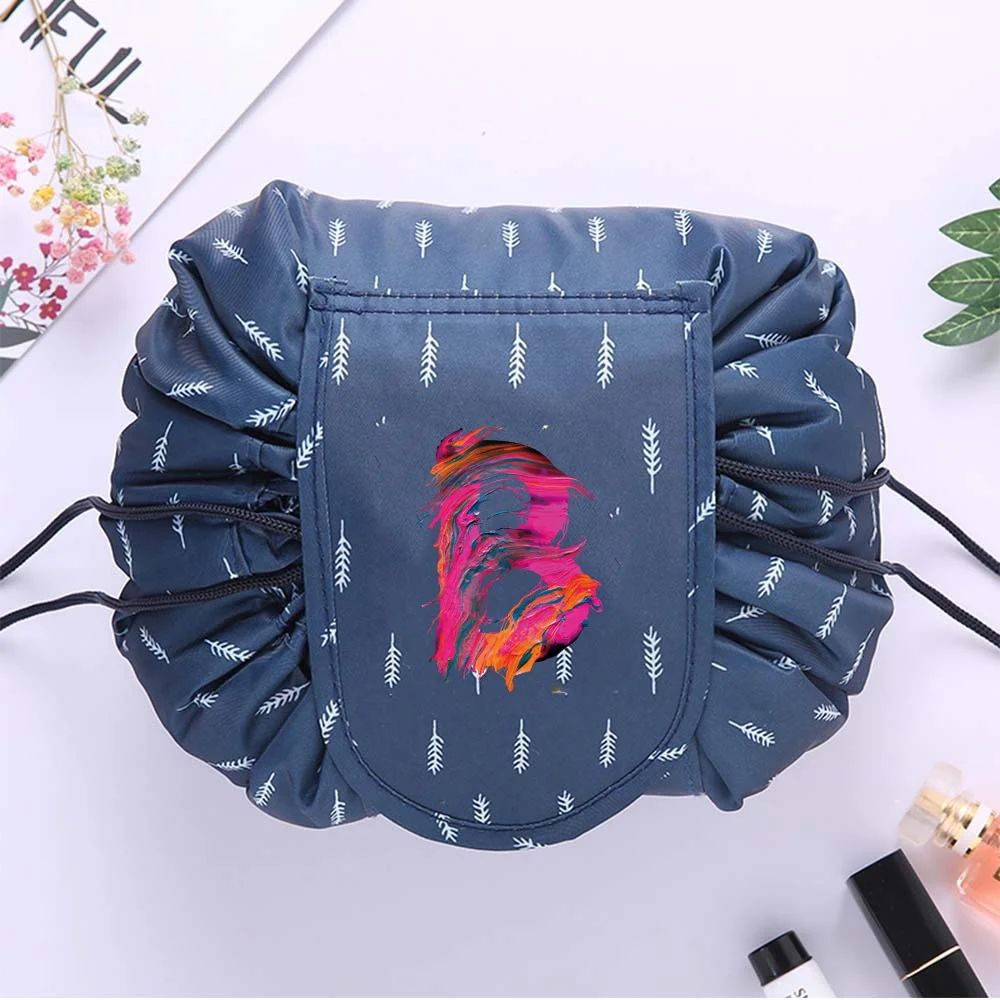 Women's Cosmetic Bag Large Capacity Travel Toiletry Organizer Pouch Printing Paint Letter Series Portable Cosmetic Storage Bag