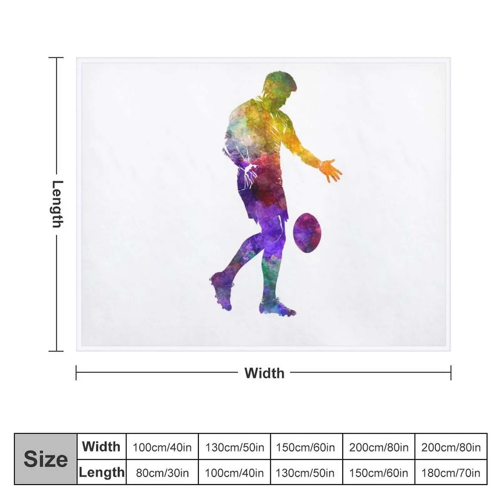 Rugby man player 02 in watercolor Throw Blanket Bed Hair Bed covers Luxury Blankets