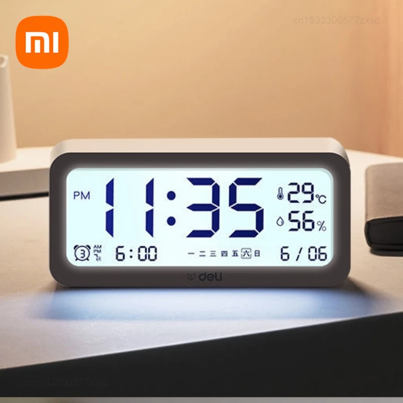 Xiaomi Deli Alarm Clock Durable Household Alarm Clock Digital Clock Bedroom Living Room Alarm Clock Creatives Bedroom Decoration