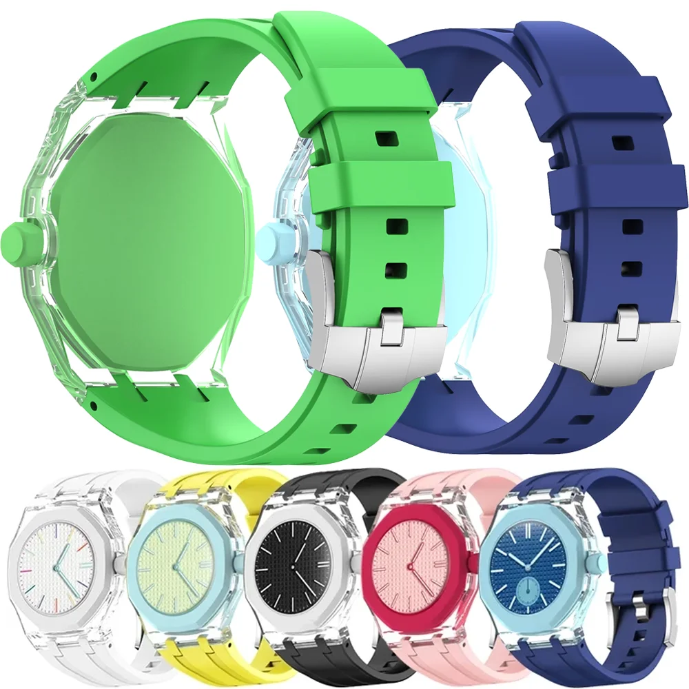 Transparent Case+Liquid Silicone Strap for Swatch X AP Royal Pop Watch Modification Bracelet Band for Royal Pop Belt Accessories