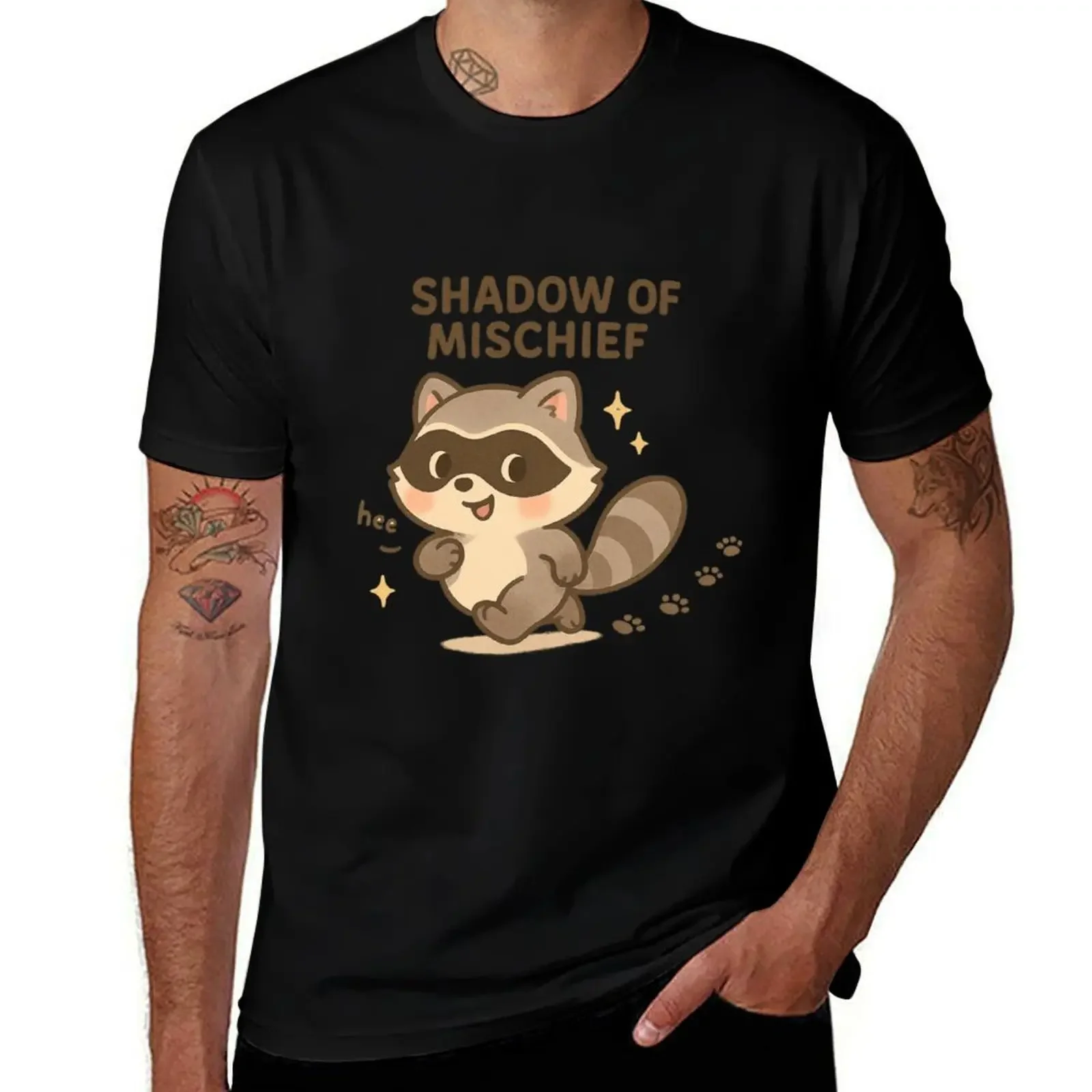 

Shadow Mischief Raccoon Sticker Cute Funny Sneaky Art T-Shirt croswit shirt man vintage t shirts cute tops cotton t shirt men