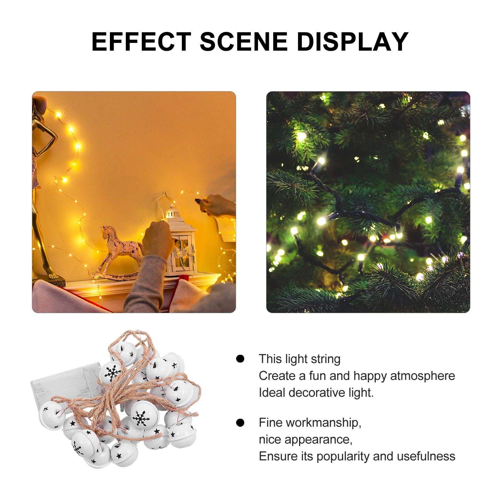 

1Pcs Christmas String Light LED Small Bell Lamp String Xmas Decorative Light Warm Energy Saving Christmas Lamp