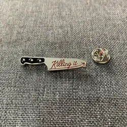 Black, Red \Killing It\ Knife Pun Lapel Pin Enamel Pins Brooches