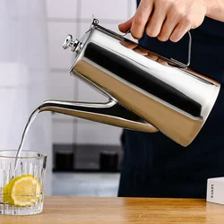 Cold Kettle Chinese Tea Set Long Mouth Soup Kettle Stainless Steel Teapot Flat Cover Large Capacity Pot Teaware Kitchen Dining