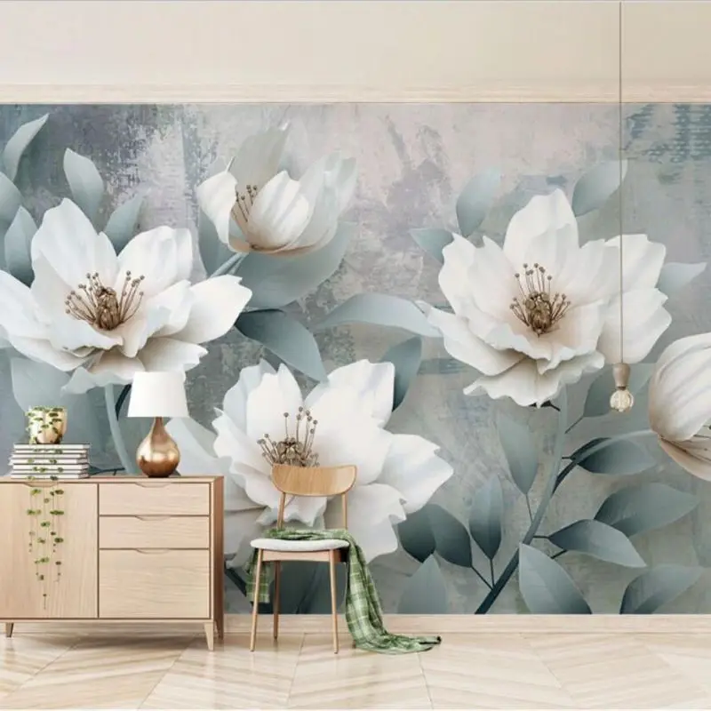 Customized wallpaper new 3d embossed color carving flower simple TV background wall fashion oil painting decorative paper Обои