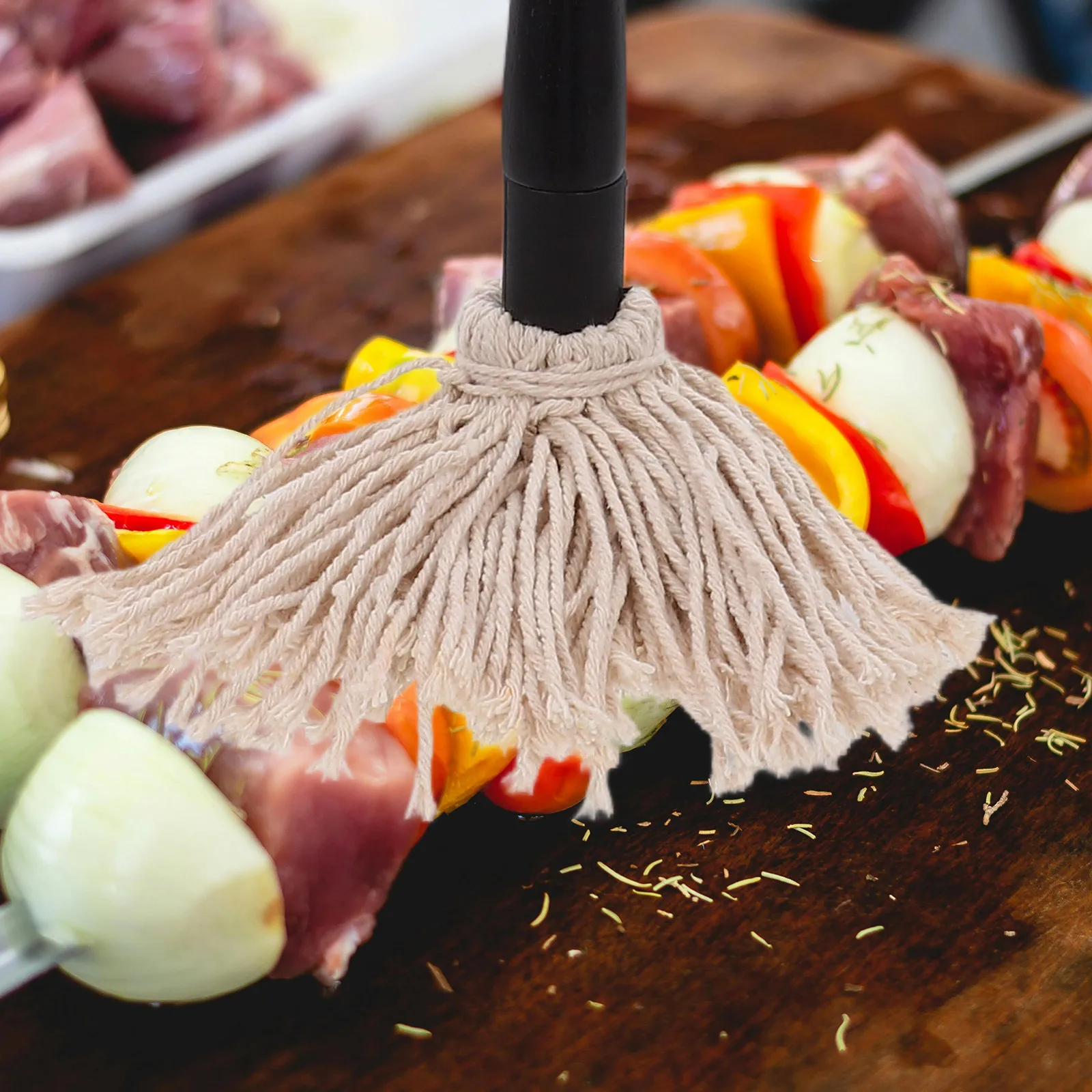 

1 set 1 set 1 Set Bbq Basting Mop Grill Oil Brush Wooden Handle Sauce Tool For Ribs Brisket Chicken Pork Bbq Accessories