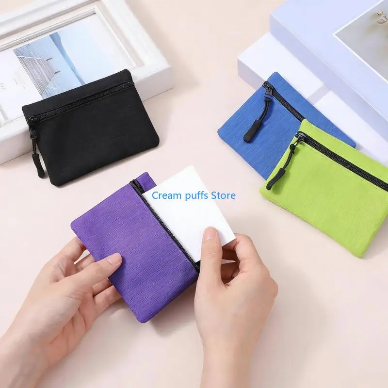 50LE Pack of 4 Small Canvas Coin Purses with Zippered Closure Practical Wear Resistant Design for Organizing Card and Travel