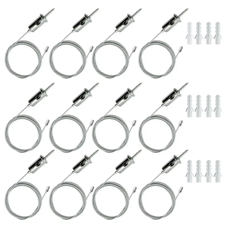 DT39 24 Sets Hexagon Garage Light Hanging Cable Kit Steel Wire Rope 1m for Chandelier