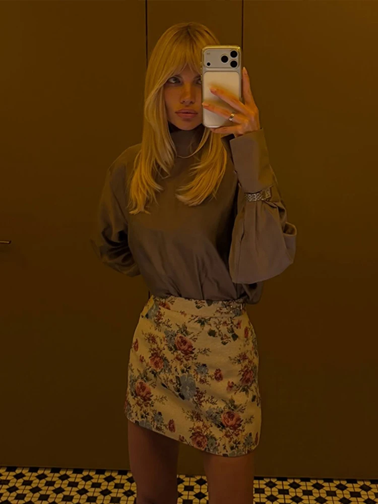 Bedruckte Stehkragen-Knopfjacken für Damen, Streetwear, Langarm, Einreihig, mit Taschen, Lose Mäntel, Herbst-Chic, Neue Oberbekleidung – Detail 12