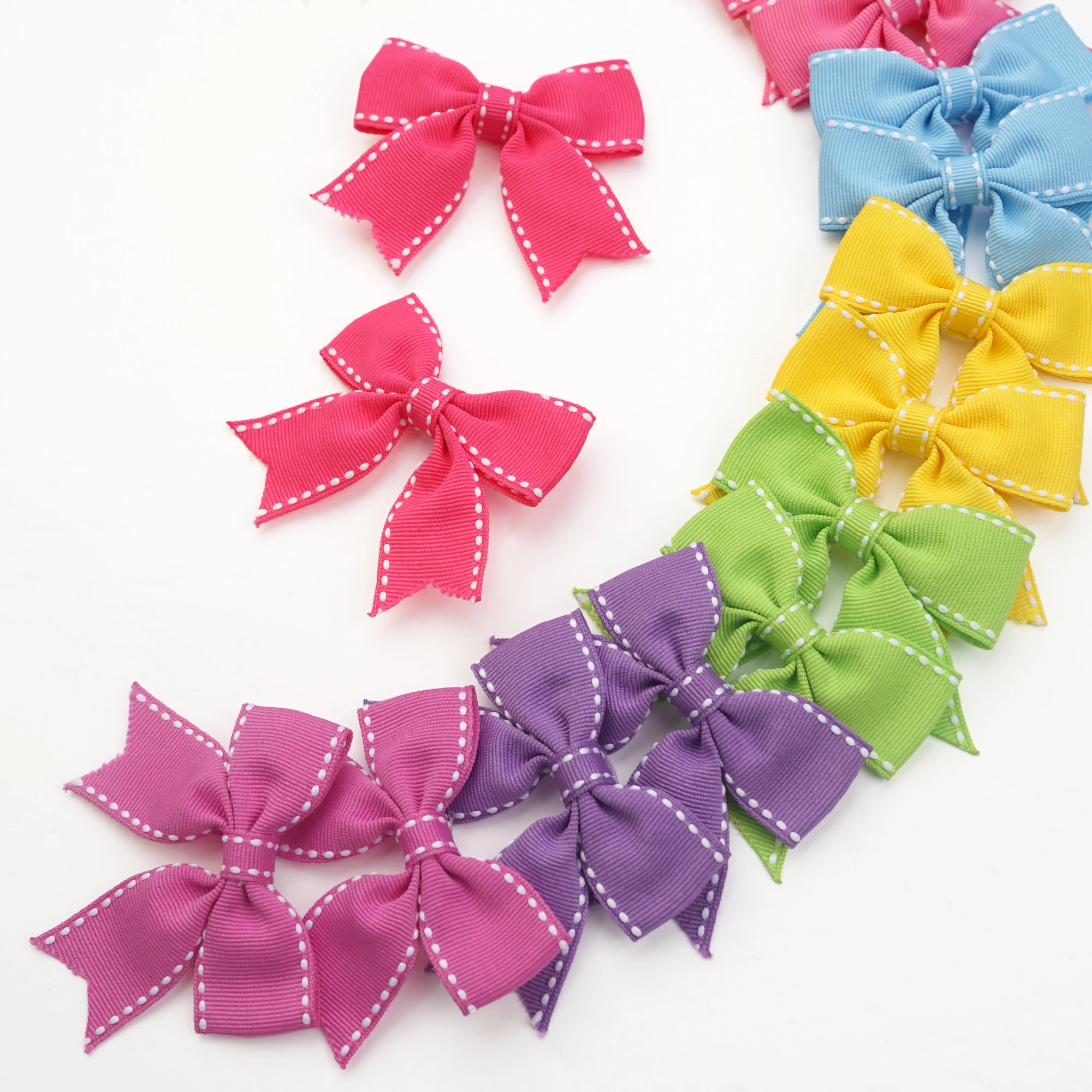 10PCS Hair Clips For Baby Girls Solid Ribbon Bowknot Handmad Hairpin Barrettes Kids Gifts Hair Accessories Wholesale