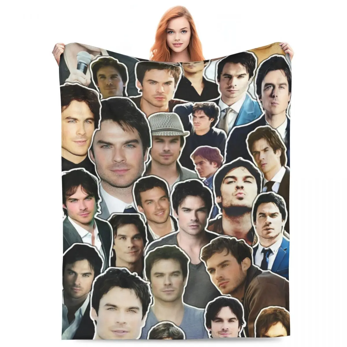 Damon Salvatore Blankets Flannel Summer The Vampire Diaries Portable Super Warm Throw Blanket for Bedding Couch Plush Thin Quilt