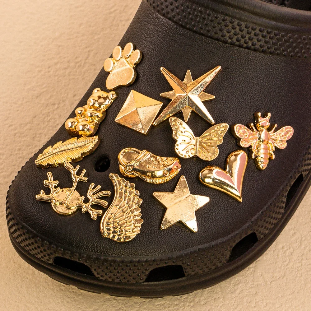 1 stücke Goldene Metall Schuh Charms Designer Schuh Dekorationen Luxus Shinning Schmetterling Pins für Frauen Mädchen Sandale Zubehör Schnalle – Detail 4