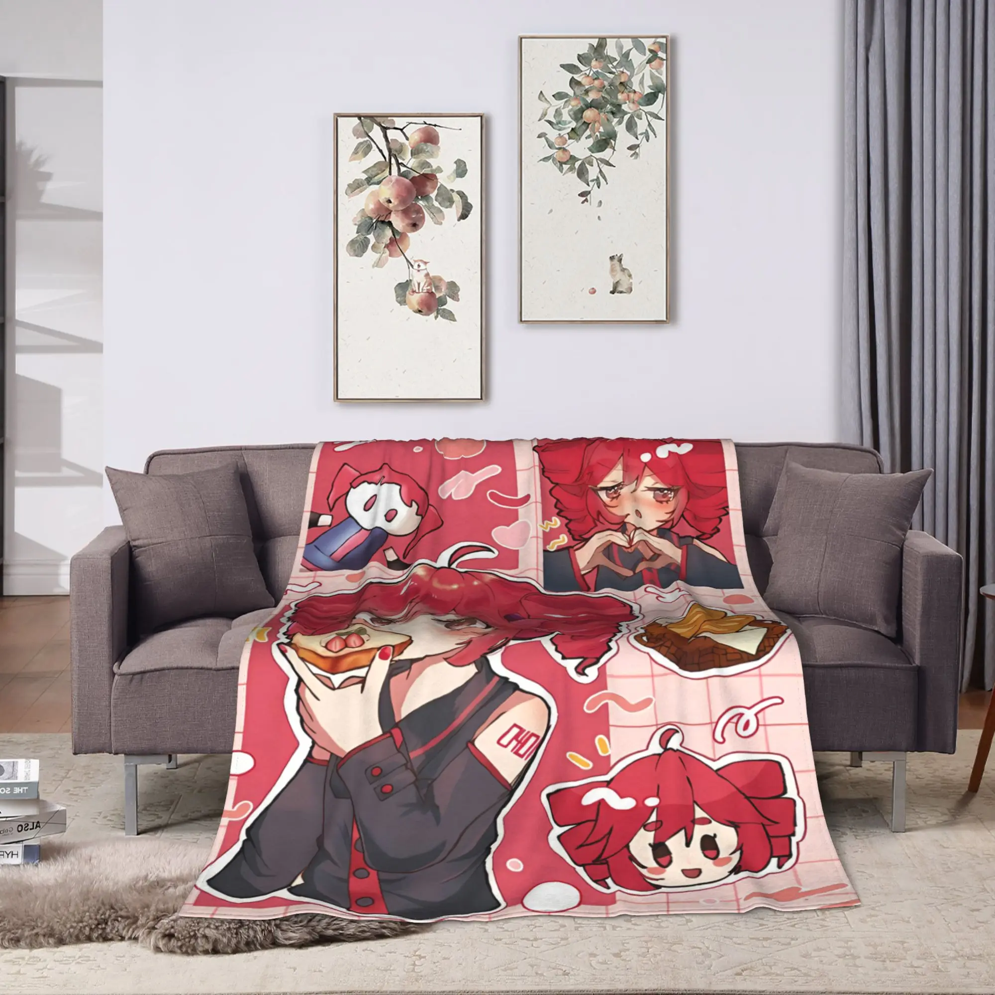 Kasane Teto Scrapbook Manga Blanket  Super Soft Plush Throw Blanket For Couch Chair Sofa Bed Travel Flannel Bedspread Bed Cover