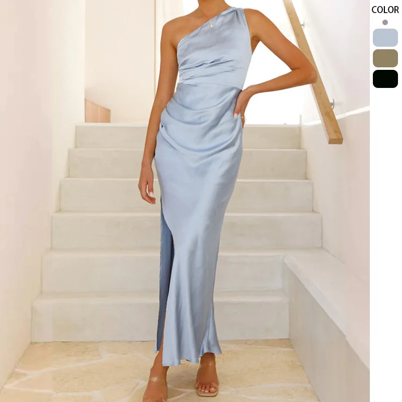 

Elegant Date Dress One Piece Women Wedding Guest Holiday Party Cocktail Dress Formal Evening Gown Long Sleeve Midi Dress