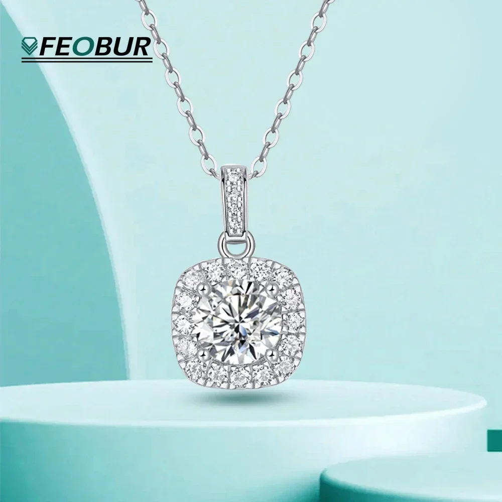 

1-3CT Classic Moissanite Pendent Necklace with GRA Certificate 925 Sterling Silver Necklaces for Women Wedding Party Jewelry